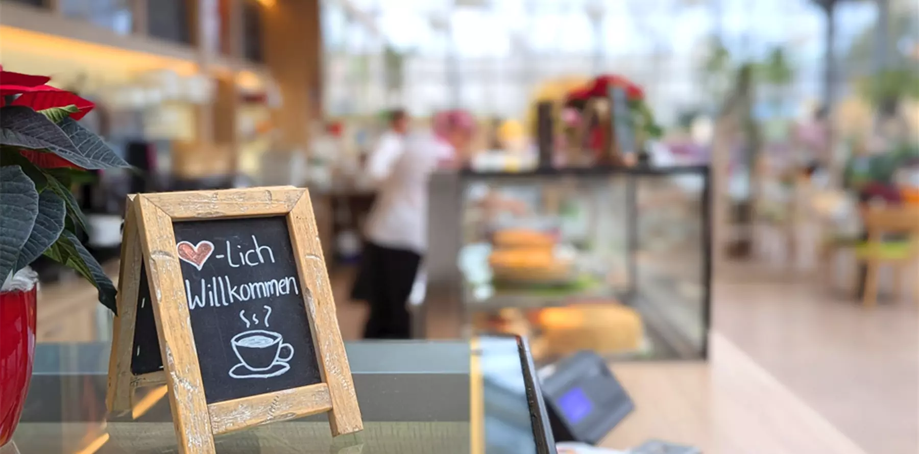 Eingang des Café Gartenglück im Rosengut