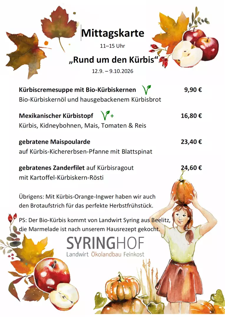 Aktuelle Mittagskarte im Rosengut